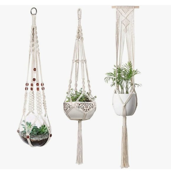 Urban Outfitters Other - Urban Outfitters Set of 3 Indoor Boho Macrame Plant Hangers Wall Hanging Planter